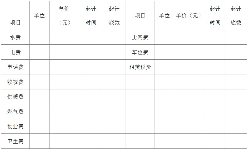 房屋租賃其他相關(guān)費用計收標準